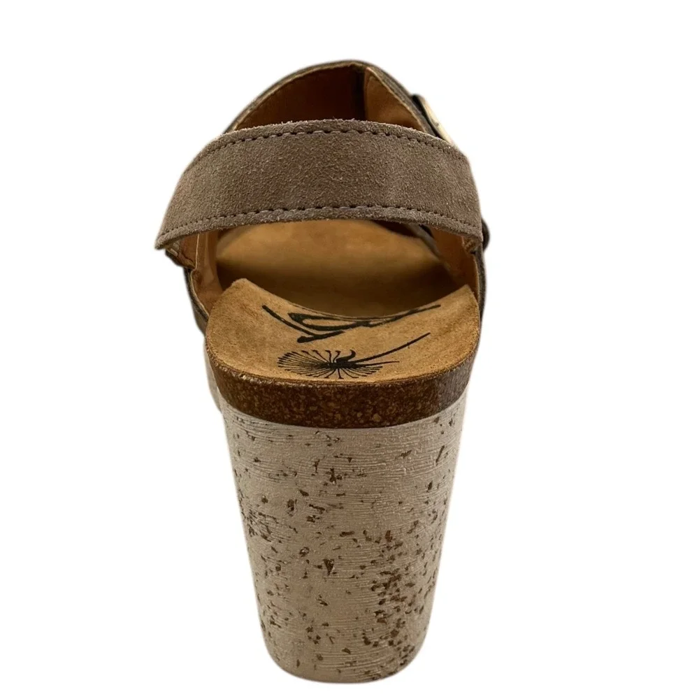 OTBT Made In Portugal Women's Wedge Leather‎ Sandals Size 9-9.5 Taupe/Greige